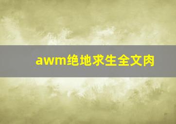 awm绝地求生全文肉