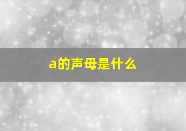 a的声母是什么