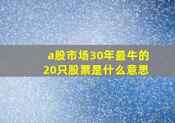 a股市场30年最牛的20只股票是什么意思