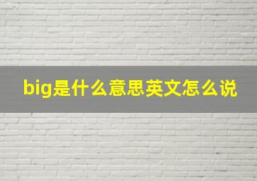 big是什么意思英文怎么说