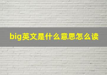 big英文是什么意思怎么读