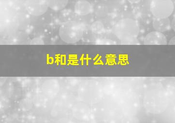 b和是什么意思