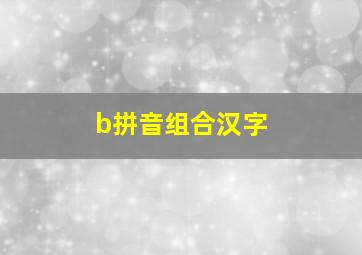 b拼音组合汉字