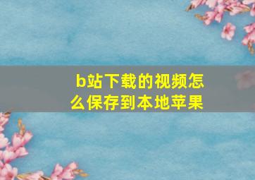 b站下载的视频怎么保存到本地苹果