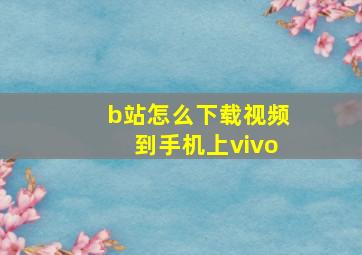 b站怎么下载视频到手机上vivo