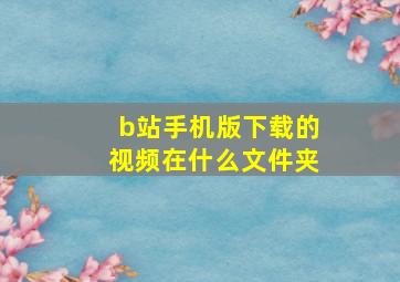 b站手机版下载的视频在什么文件夹