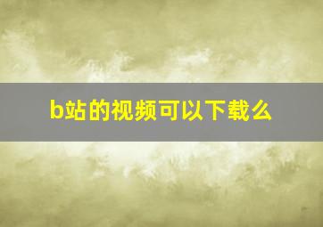 b站的视频可以下载么