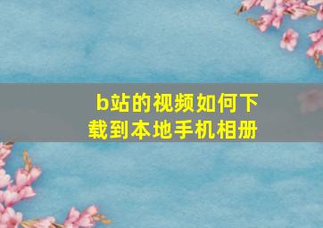 b站的视频如何下载到本地手机相册