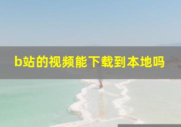 b站的视频能下载到本地吗