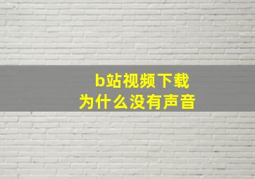 b站视频下载为什么没有声音