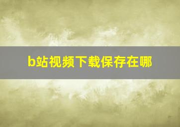 b站视频下载保存在哪