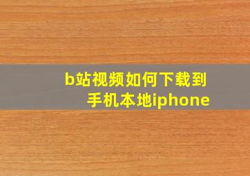 b站视频如何下载到手机本地iphone