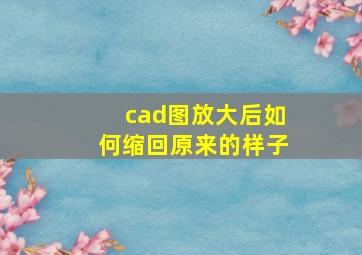 cad图放大后如何缩回原来的样子