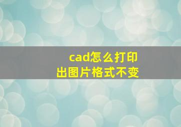 cad怎么打印出图片格式不变