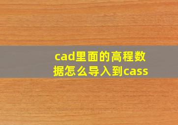 cad里面的高程数据怎么导入到cass