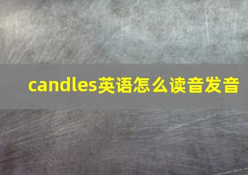 candles英语怎么读音发音