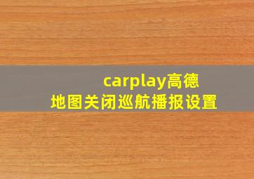 carplay高德地图关闭巡航播报设置