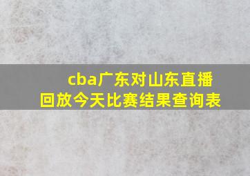 cba广东对山东直播回放今天比赛结果查询表