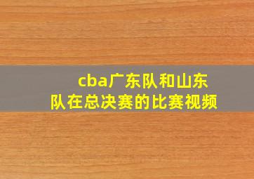 cba广东队和山东队在总决赛的比赛视频