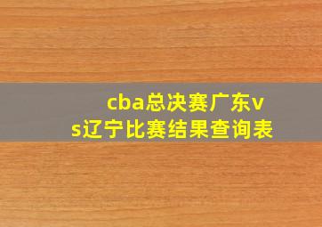 cba总决赛广东vs辽宁比赛结果查询表