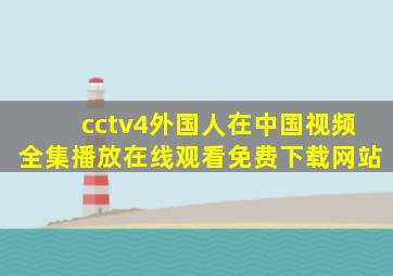 cctv4外国人在中国视频全集播放在线观看免费下载网站