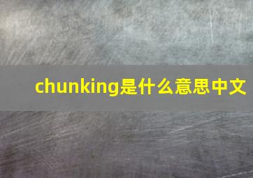 chunking是什么意思中文