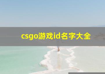 csgo游戏id名字大全