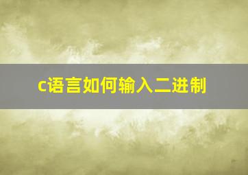 c语言如何输入二进制