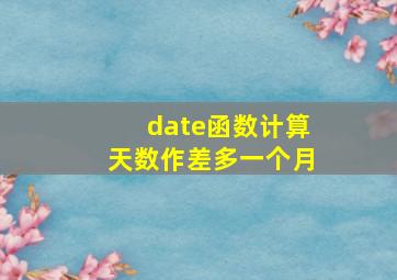 date函数计算天数作差多一个月