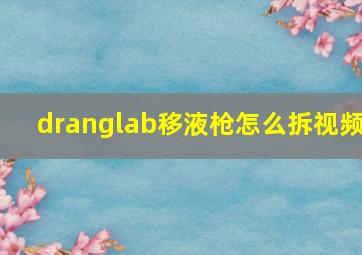 dranglab移液枪怎么拆视频