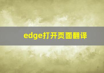 edge打开页面翻译