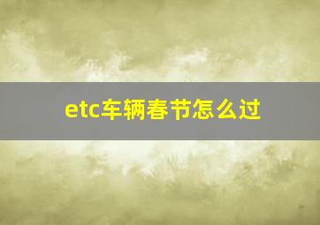 etc车辆春节怎么过