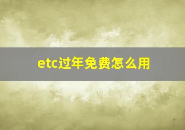 etc过年免费怎么用