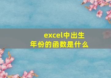 excel中出生年份的函数是什么