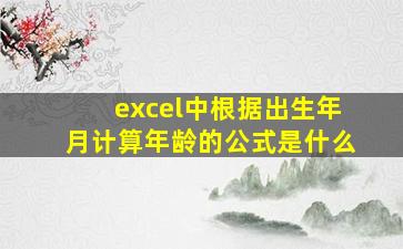 excel中根据出生年月计算年龄的公式是什么