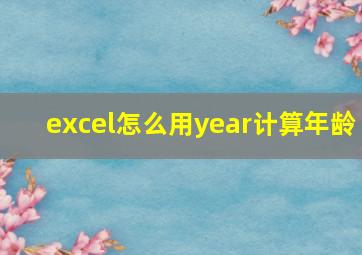 excel怎么用year计算年龄