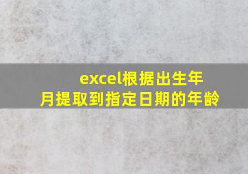 excel根据出生年月提取到指定日期的年龄