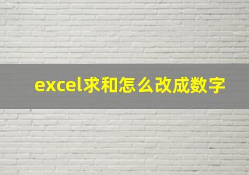 excel求和怎么改成数字