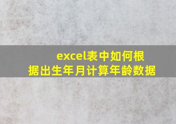 excel表中如何根据出生年月计算年龄数据