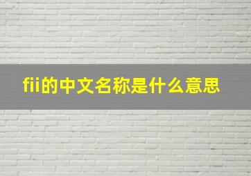 fii的中文名称是什么意思