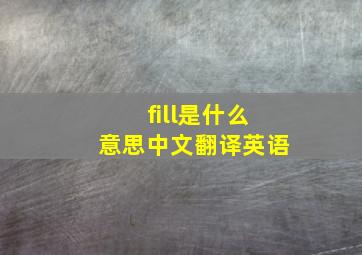 fill是什么意思中文翻译英语