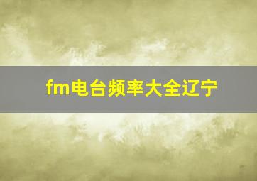 fm电台频率大全辽宁