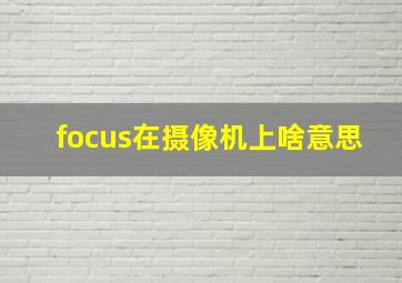 focus在摄像机上啥意思