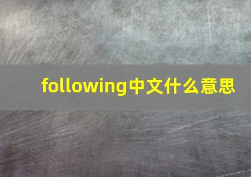 following中文什么意思