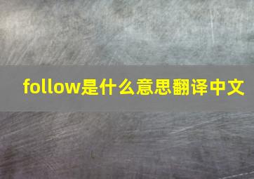 follow是什么意思翻译中文