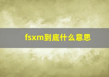 fsxm到底什么意思