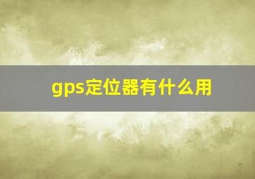 gps定位器有什么用