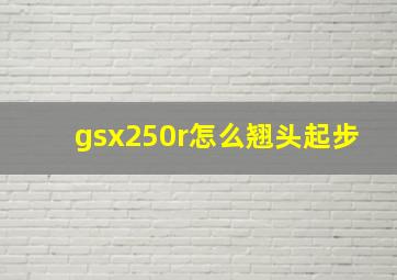 gsx250r怎么翘头起步