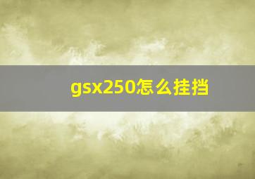 gsx250怎么挂挡