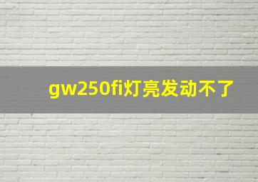 gw250fi灯亮发动不了